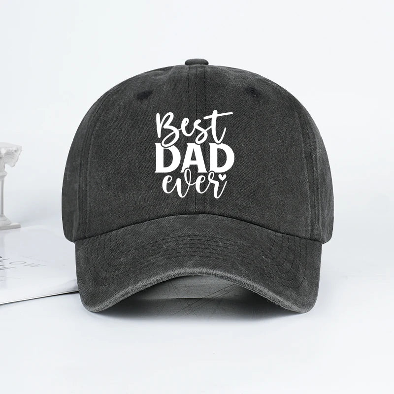 “Best DAD Ever” Printed Vintage Washed Baseball Cap – Adjustable, Casual, Men's Father's Day Gift, Dad Cap – Fishing & Hiking