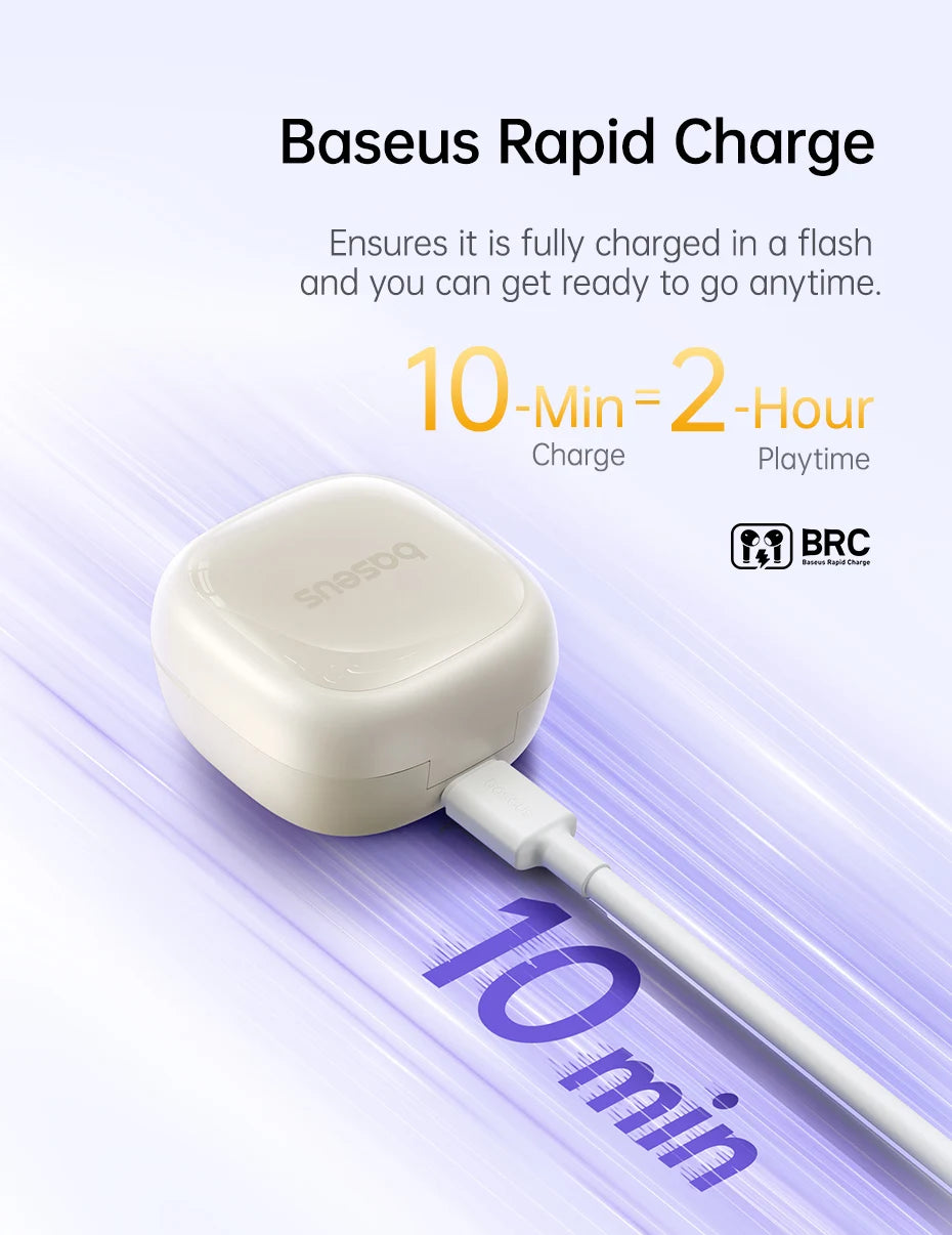 Baseus Bass BD1 Wireless Earphones Bluetooth 5.4 Mini Bean Earbuds 38H Playtime IP55 Waterproof Sports Headphones
