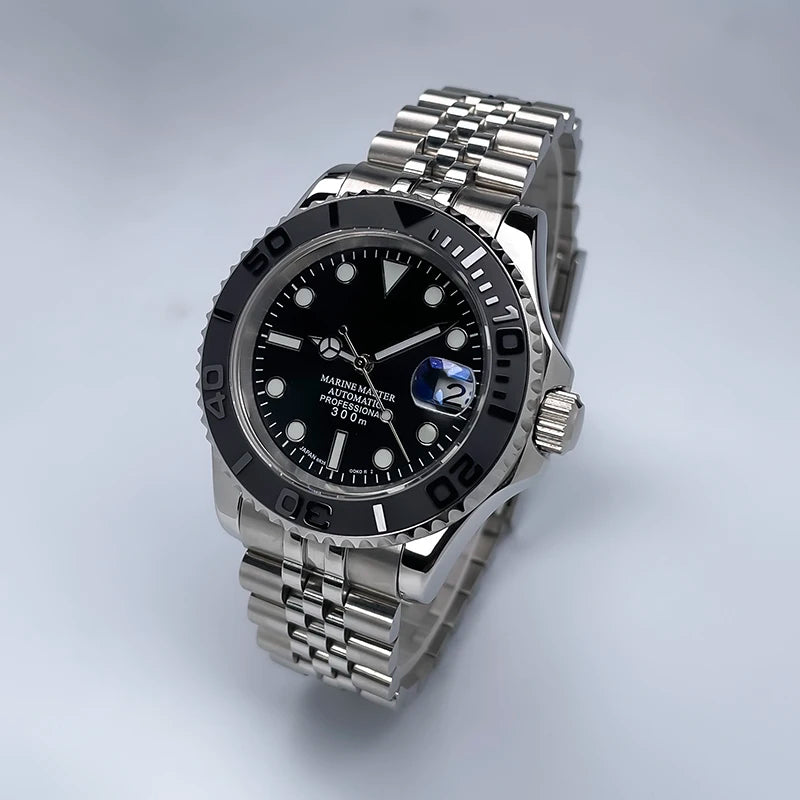 YM Style 40mm Mens Wristwatch, Bidirectional Rotate Bezel, Luminous Dial & Sapphire Crystal, Jubilee Bracelet for NH35 Movement