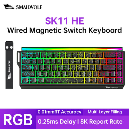 SMAILWOLF SK11 68HE Magnetic Switch Mechanical Keyboard, 68% Layout, Gaming & Esports, Rapid Trigger, 0.01mm, 8K, Wired