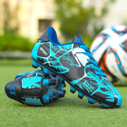 Chaussures de football pour jeunes enfants AG, crampons pour terrain ferme, lacets, antidérapantes, pour garçons et filles, chaussures de football pour adolescents, chaussures d'entraînement professionnelles.