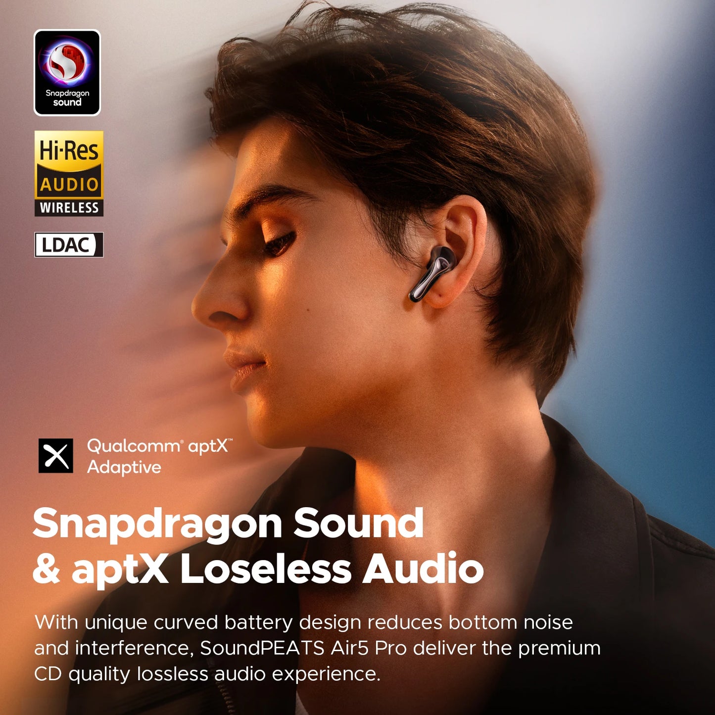SOUNDPEATS Air5 Pro Wireless Earbuds Bluetooth 5.4 with 55dB Adaptive ANC, Hi-Res LDAC, aptX Lossless Audio & 6 AI ENC Microphones