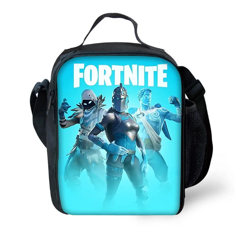 Mochilas Infantis com Design de Jogo Popular, Saco de Almoço e Estojo, Mochilas Escolares de Grande Capacidade para Alunos, Rapaz e Rapariga, Melhor Presente F-FortniteS