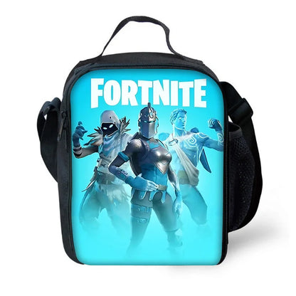 Mochilas Infantis com Design de Jogo Popular, Saco de Almoço e Estojo, Mochilas Escolares de Grande Capacidade para Alunos, Rapaz e Rapariga, Melhor Presente F-FortniteS