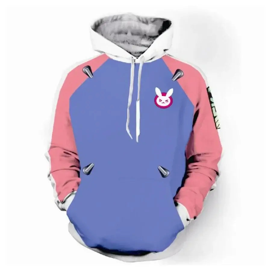 Sweatshirt com Capuz de Anime e Gaming com Impressão 3D Overwatches DVA DJ, Fato de Cosplay, Casaco com Capuz para Mulher, Homem e Casal, Top de Vestuário