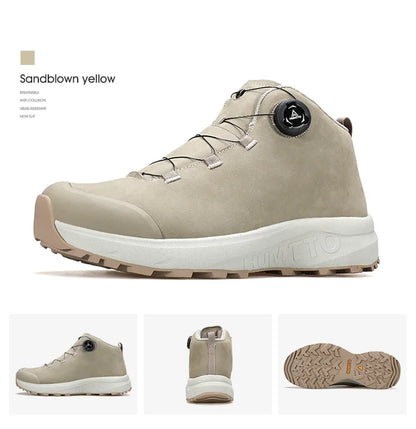 Zapatos de cuero HUMTTO para hombre, calzado deportivo de invierno para camping y actividades al aire libre, botas de trekking transpirables, zapatillas de senderismo antideslizantes para hombre