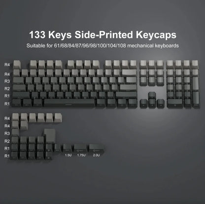 2025 Original Daylight Keycaps PBT Translucent, Side-engraved OEM 136 Keys, Customized To Fit 60/84/98/108 Mechanical Keyboards.