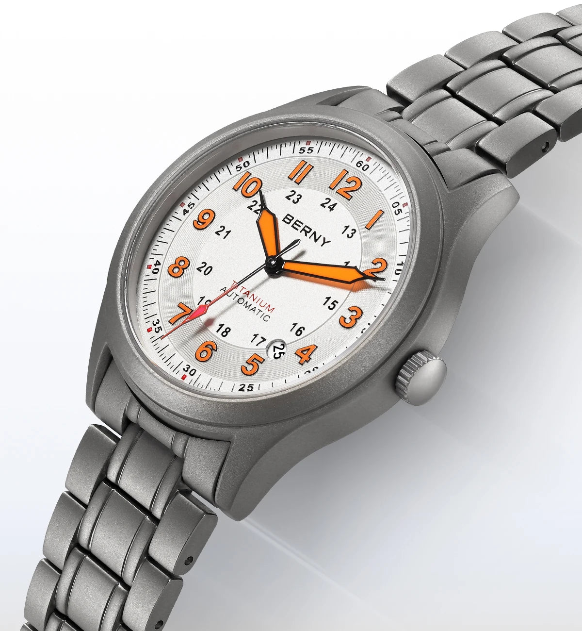 BERNY Automatic Full Titanium Watches for Men Sapphire Super Luminous Mechanical Field Watch Date 10ATM Sports Easy Read