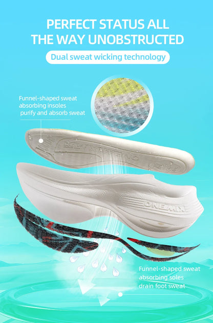 ONEMIX 2025 Sapatilhas de Corrida Desportivas para Homem e Mulher com Placa de Carbono, Respiráveis, Amortecimento, Antiderrapantes, PB, Leves e com Retorno de Energia