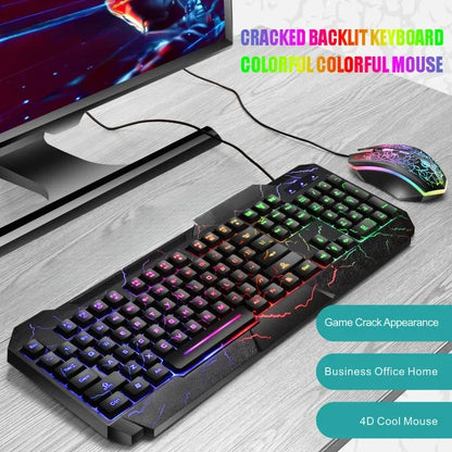 Combo de teclado y ratón gaming con cable para ordenador de sobremesa, teclado retroiluminado con luz LED y sensación mecánica