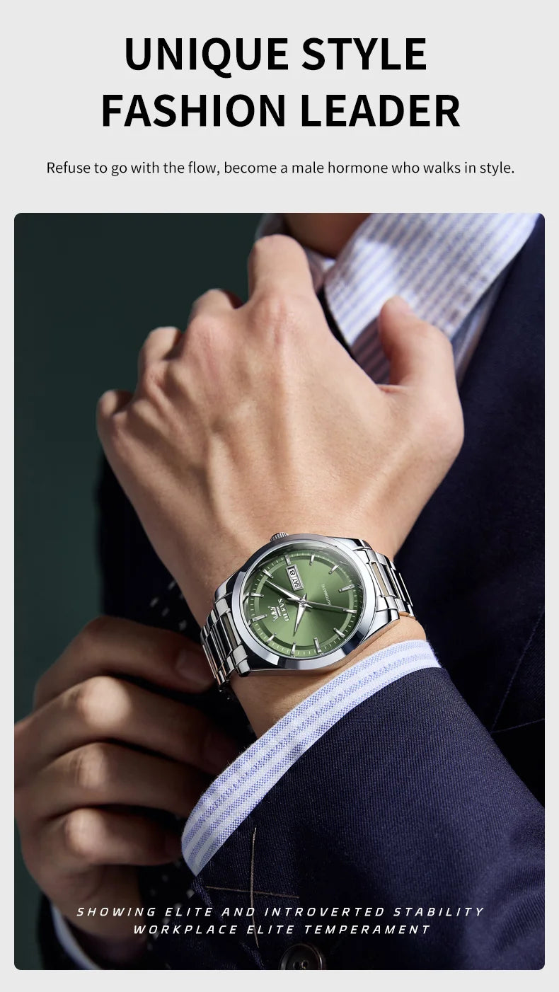 OLEVS 7090 Mens Watch Luxury Original Automatic Mechanical Watch Chronograph Week Date Watches For Man Waterproof Luminous