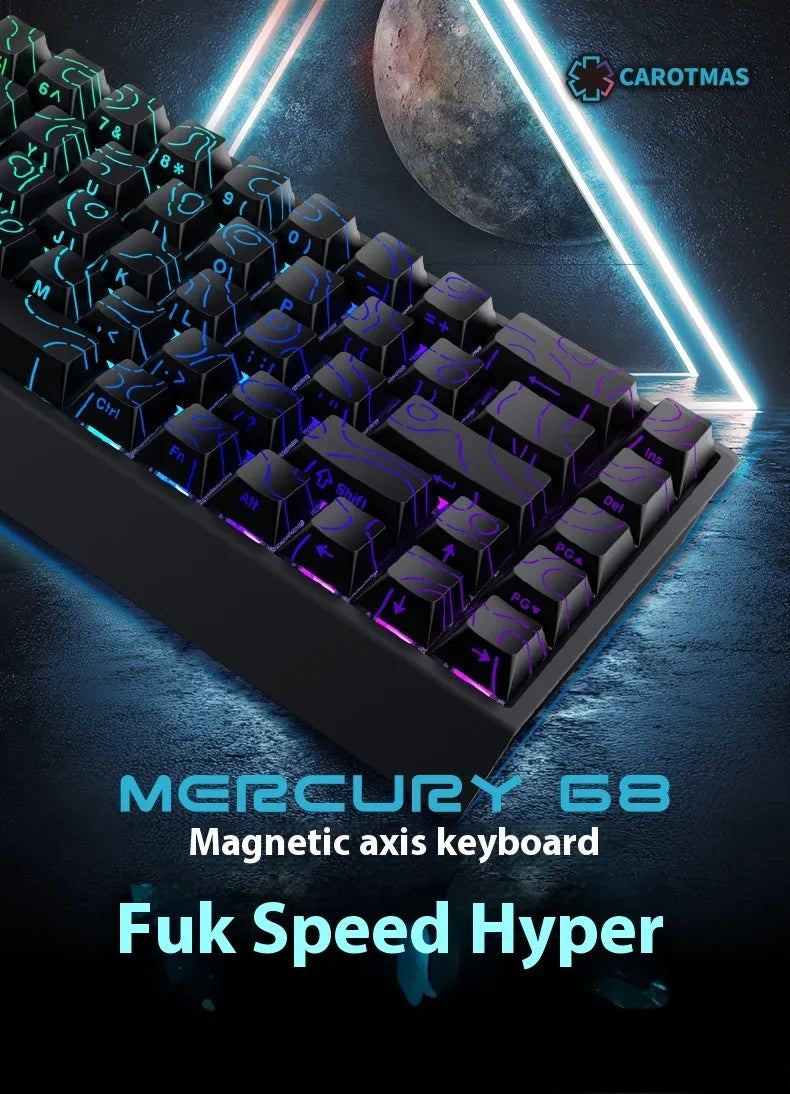 Teclado mecánico IROK Carotmas Mercury68 con interruptores magnéticos, 8K, 68 teclas, RT0.004mm, baja latencia, teclado gaming con cable personalizable para PC, ideal para regalo