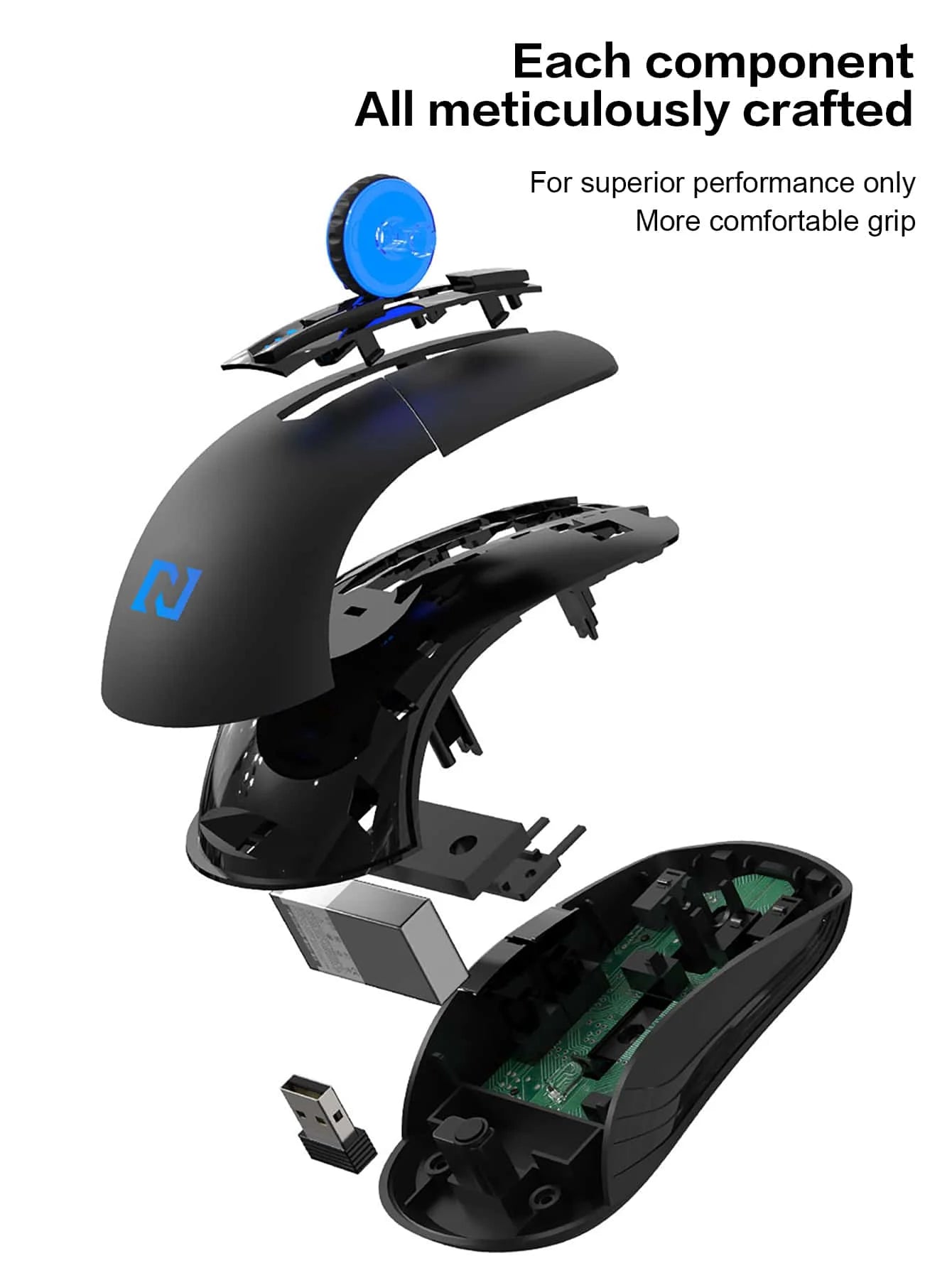 Wireless Mouse, 6 Keys, Silent Office Wireless Mouse, E-Sports Games Non-Slip Wireless Mouse