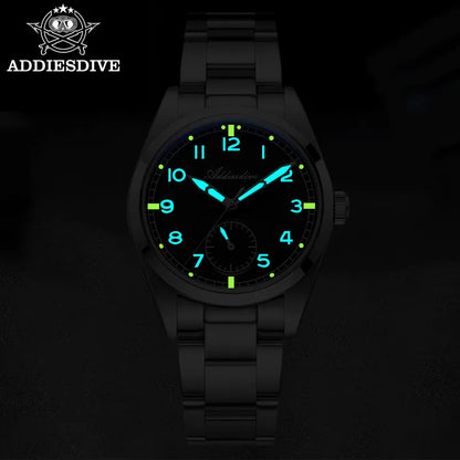 Reloj de cuarzo ADDIESDIVE de 36mm para hombre VH60, luminoso BGW9, cristal abombado tipo burbuja, cubierta de vidrio, resistente al agua 10Bar, acero inoxidable