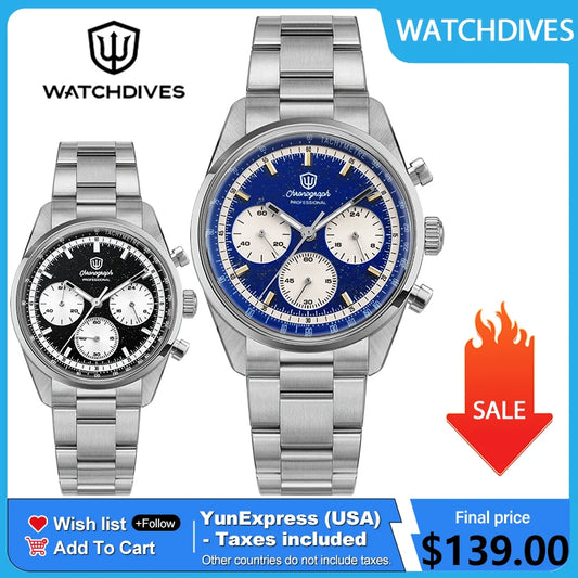 Watchdives Premier WD0526 Men Watch VK63 Mecha Chronograph Quartz Watches Sapphire Waterproof 316L Stainless Steel Wristwatch