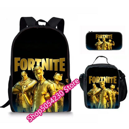 Mochila Fortnited de 3 piezas para niños Victory Game, 16 pulgadas, resistente al agua, mochila preescolar moderna, mochilas escolares para primaria