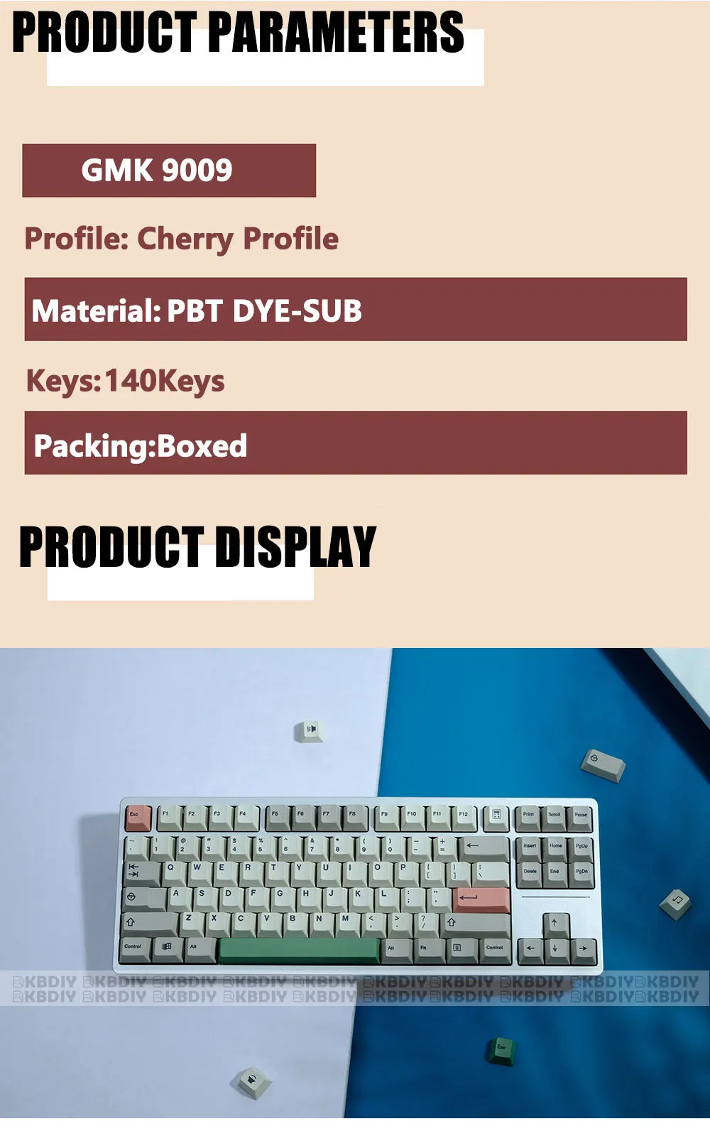 KBDiy GMK 9009 Retro Cherry Profile Keycap 134 Keys/Set For Mechanical Keyboard DIY Custom PBT DYE-SUB 61 60 Backlit ISO Keycaps