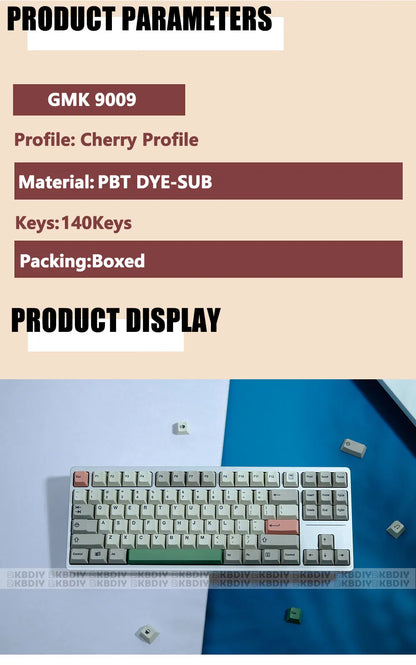 KBDiy GMK 9009 Retro Cherry Profile Keycap 134 Keys/Set For Mechanical Keyboard DIY Custom PBT DYE-SUB 61 60 Backlit ISO Keycaps