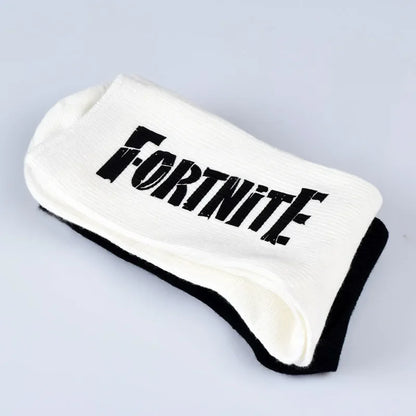 Meias Desportivas FORTNITE de Verão Pretas e Brancas, Respiráveis, Baixas e Invisíveis, em Algodão Macio para Desporto e Uso Casual