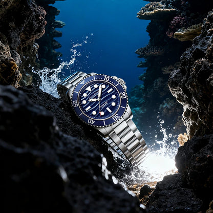 Seagull Ocean Series Automatic Man Mechanical Wristwatches Wave Dial Calendar 200m Waterproof Luminous Diving Watch reloj  6203