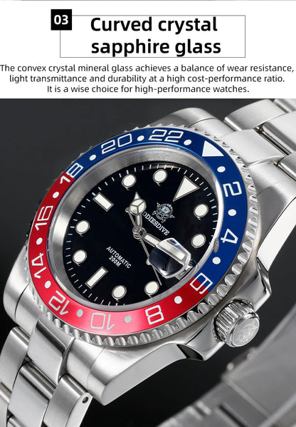 ADDIESDIVE 2025 New Men's Business Watch 200m Water Resistant 8215 Automatic Mechanical Watch Sapphire Crystal Luminous Watch