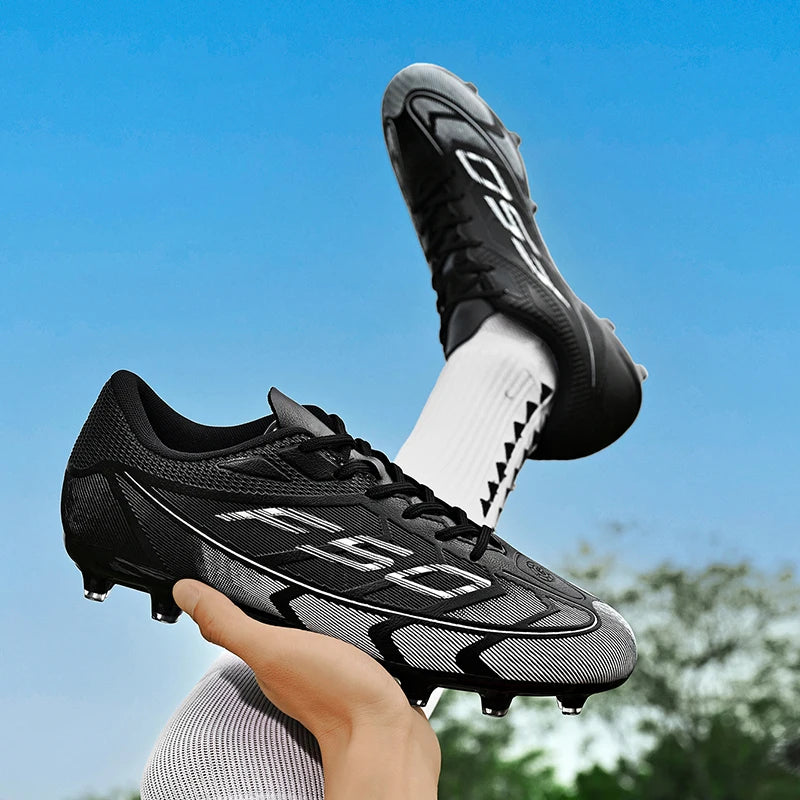 Chaussures de football populaires à tige basse FG/TF, unisexe, pour terrain, entraînement rapide, crampons antidérapants à crampons longs