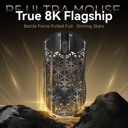 Rato Gaming Sem Fios ATTACK SHARK R5 Ultra Carbon Fiber 8K 39g SUPERLIGHT, Sensor Gaming PixArt PAW3950MAX, Polling Rate Sem Fios de 8000Hz