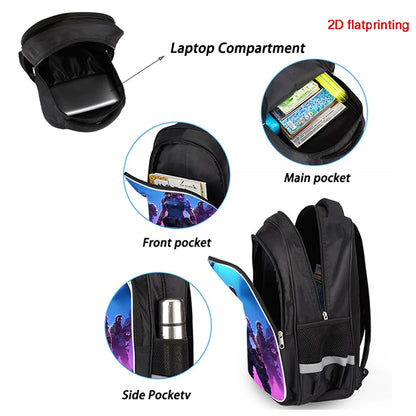 16 Inch Fortnite Cartoon Backpack Unisex for Boys and Girls with Dual Zippers Large Capacity Lightweight Student Backpack