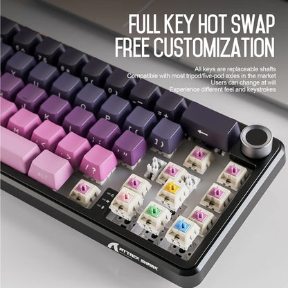 Attack Shark X66 Tastiera meccanica wireless 65% layout compatto, retroilluminazione RGB, gasket mount, hot swap, Bluetooth, USB-C, PBT, batteria ad alta capacità