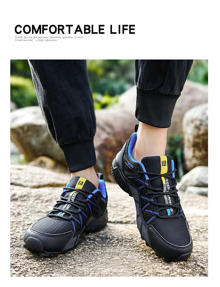 Sapatos de Caminhada para Homem Todo-o-Terreno, Calçado Desportivo Outdoor em Malha Respirável, Antiderrapante e Resistente ao Desgaste, Sapatos de Caminhada e Ciclismo Outdoor