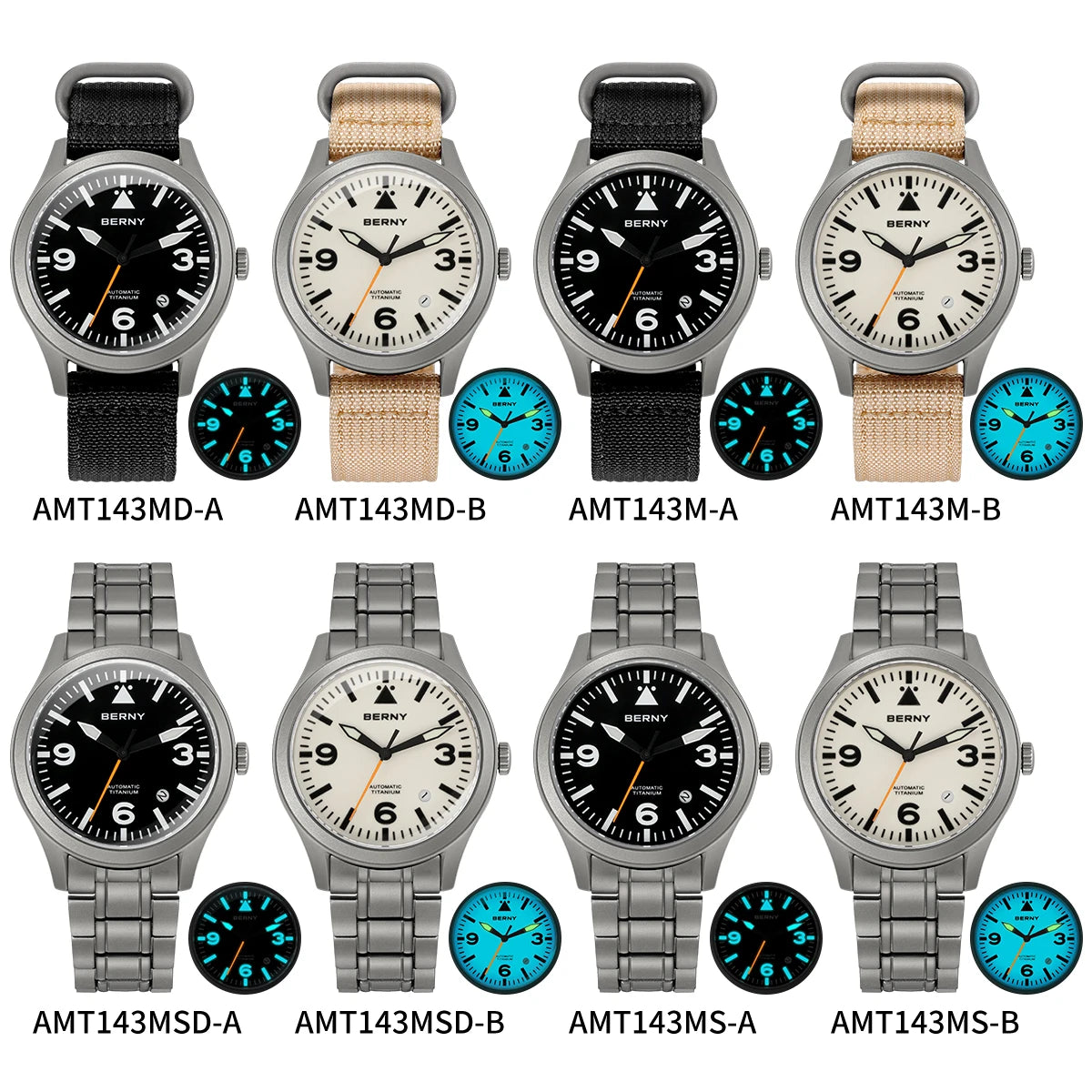 BERNY Full Titanium Automatic Watch for Men Sapphire AR Coated 10Bar Supper Luminous Men Wristwatch Sports Aviation Men Watches