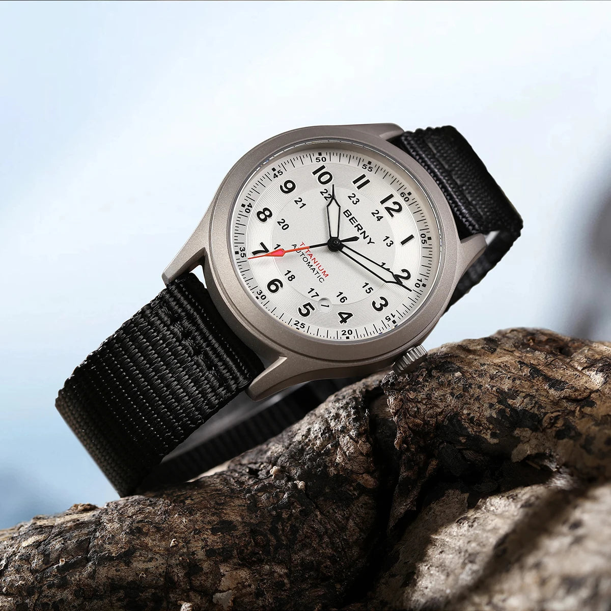 BERNY Automatic Full Titanium Watches for Men Sapphire Super Luminous Mechanical Field Watch Date 10ATM Sports Easy Read