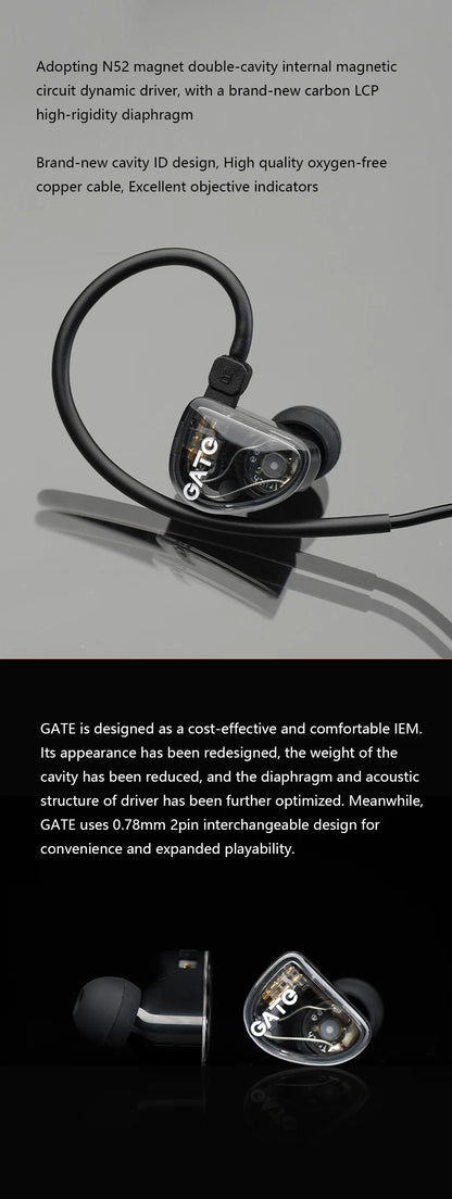 TRUTHEAR GATE Dynamic In-Ear Headphones Wired Earphones with 0.78 2-Pin Cable, HiFi Gaming Earbuds, High-Resolution Audio Monitor Earphones