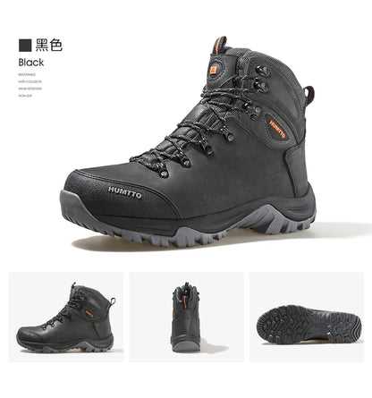 HUMTTO Hiking Shoes Men's Waterproof Hunting Boots Tactical Desert Combat Ankle Trekking Boots Male Women Warm Leather Sneakers