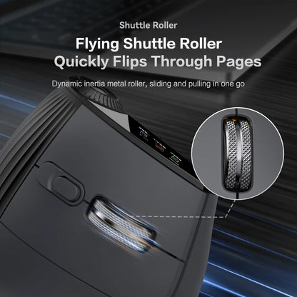 Jomaa RGB-verlichte Speed Roller draadloze verticale muis met functie-instelknop, Bluetooth USB, ergonomische muis, stille klik
