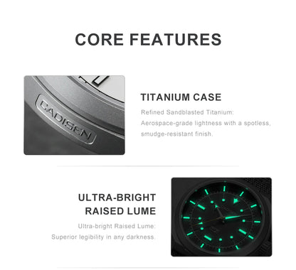 CADISEN TI-7 Autodyne Titanium steel Automatic Mechanical Canvas Wristwatch MIYOTA 8215 Luminous Sapphire Waterproof Man Watches