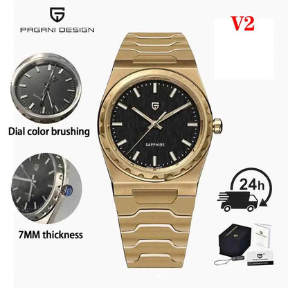 PAGANI DESIGN 2026 New Thin 7mm Fashion Men's Quartz Watch 10Bar Waterproof Stainless Steel Sapphire C3 Upgrade V2 reloj hombre