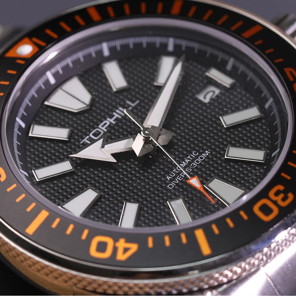 TOPHILL 43.5mm Professional Dive Watch Automatic NH35 Movement Sapphire 300M Waterproof Super Luminous Diving Men's Wristwatches