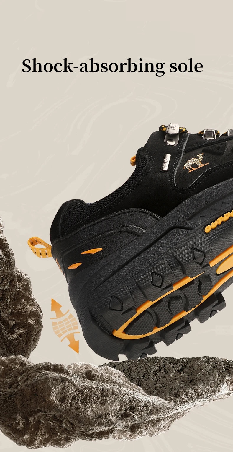 Classic Black Men's Hiking Shoes Outdoor Low-Cut Climbing Walking Shoes Trekking Sneakers Non-Slip Mountaineering Shoes for Men