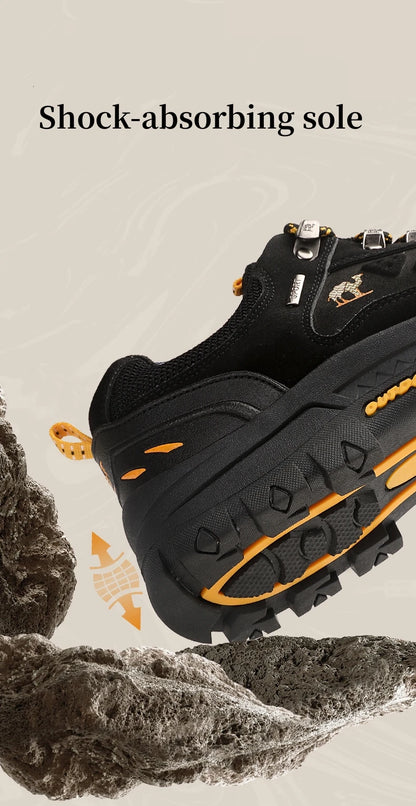 Classic Black Men's Hiking Shoes Outdoor Low-Cut Climbing Walking Shoes Trekking Sneakers Non-Slip Mountaineering Shoes for Men