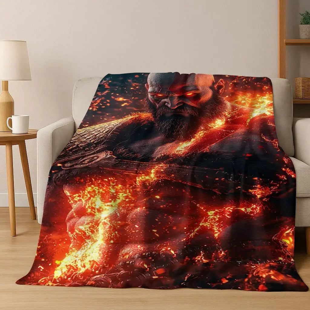 3A Classics God of War Kratos Game Gamer Flannel Blanket,Warm and Cozy Soft Throw Blanket for Home Bedroom Bed Sofa Kid Gift