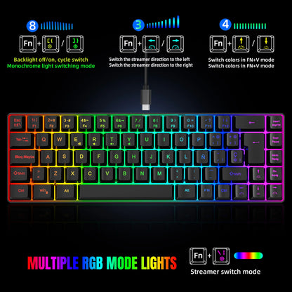 Offerta imperdibile! Tastiera gaming cablata spagnola a 69 tasti con retroilluminazione RGB, design compatto 68%, un accessorio indispensabile per professionisti e gamer