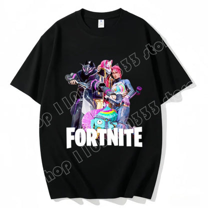 T-shirt Fortnite de gola redonda, unissexo para adulto, moda de dança do jogo, novo, em algodão puro, manga curta, perfeito para uso casual e férias