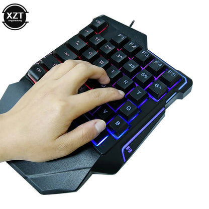 USB One-Handed Gaming Keyboard Mechanical Feel Portable 35 Keys Mini Wired Keyboard Ergonomic Gaming Keyboard