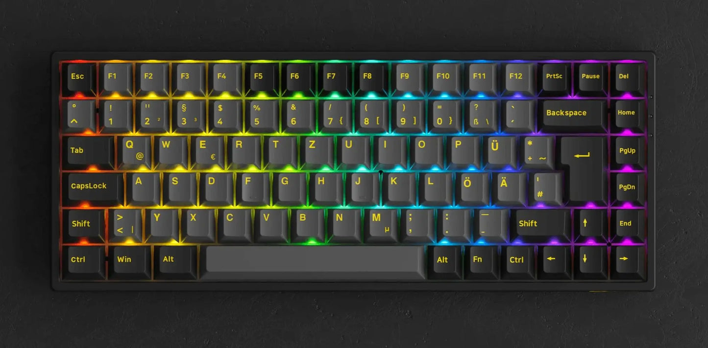 Akko 3084B Plus Black & Gold 75% ISO-DE Layout Mechanical Gaming Keyboard Hot-Swappable Multi-Modes 2.4GHz / USB Type-C / BT 5.0