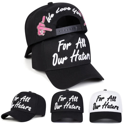 Cappellini da baseball unisex con ricamo «FOR ALL OUR HATERS» - Primavera/Autunno - Cappelli casual regolabili per attività all’aperto - Cappellino parasole - Cappellino sportivo