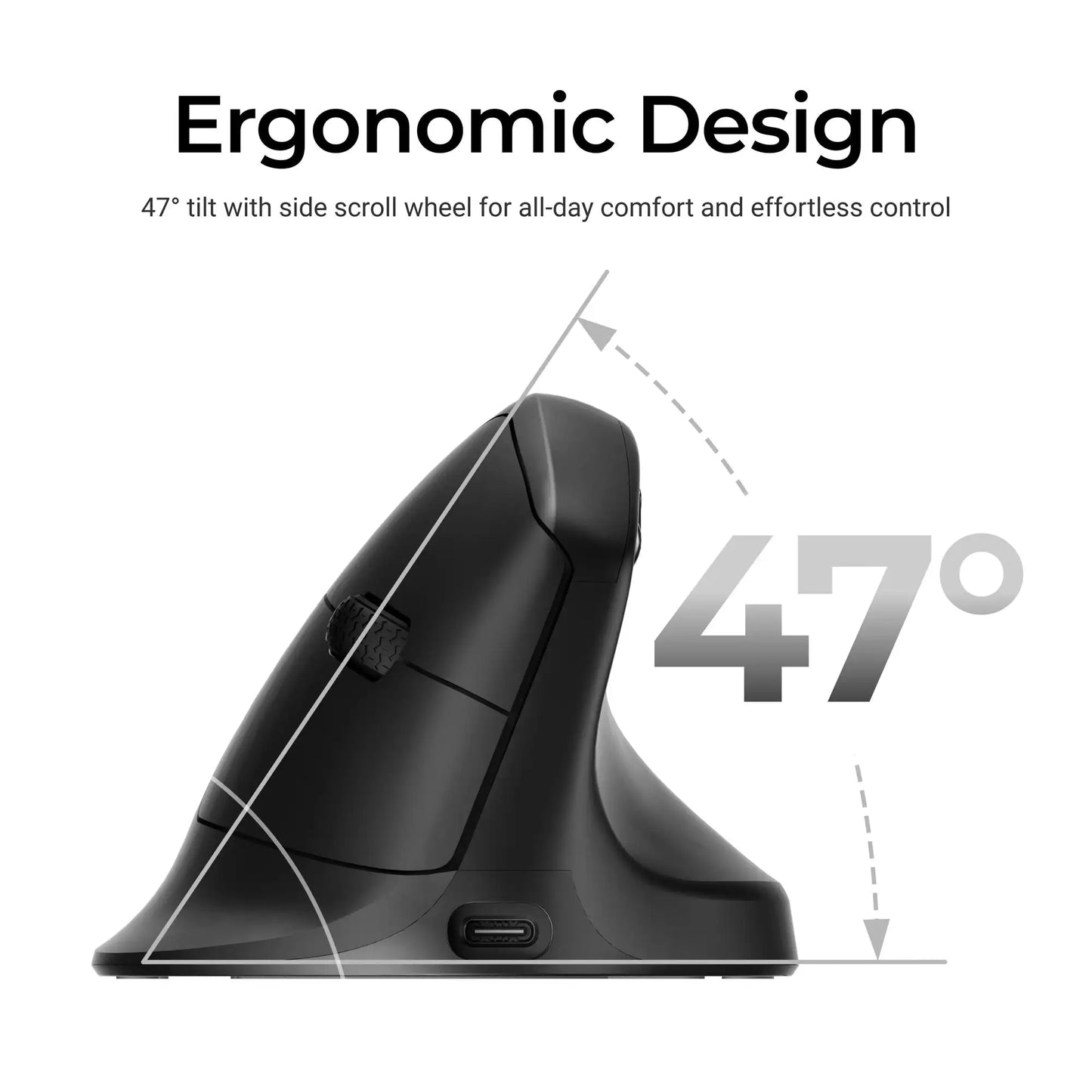 Rato Ergonómico Sem Fios Keychron M5 Ótico com Taxa de Polling 8K, 2.4GHz e Bluetooth, USB Type-C, Sensor 3950