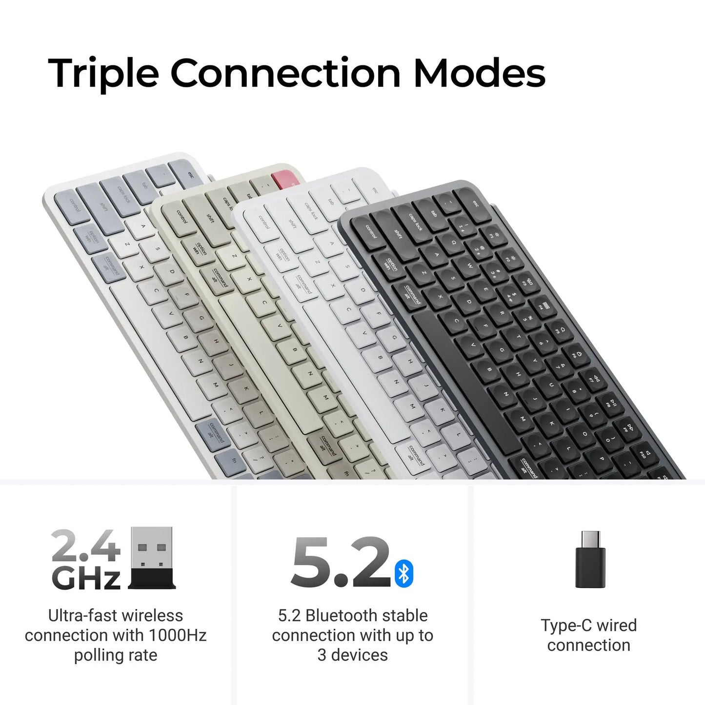 Teclado inalámbrico ultrafino Keychron B6 Pro con distribución ISO, tamaño completo, portátil y ligero, conexiones 2.4GHz y Bluetooth