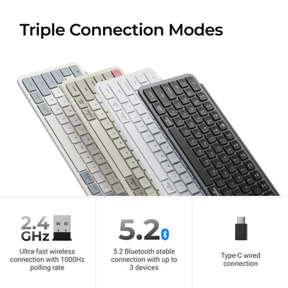 Teclado inalámbrico ultrafino Keychron B6 Pro con distribución ISO, tamaño completo, portátil y ligero, conexiones 2.4GHz y Bluetooth