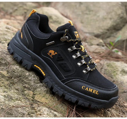 Classic Black Men's Hiking Shoes Outdoor Low-Cut Climbing Walking Shoes Trekking Sneakers Non-Slip Mountaineering Shoes for Men